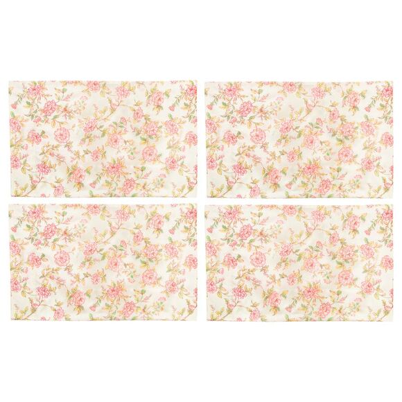 Satin Pillowcase in Coral and White Floral Print Standard Size, Set of 4 - Picture 2 of 5